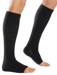 Picture of Microfiber Graduated Compression Stockings 20-30 mmHg (Small)(Knee-High Open-Toe)(Black) aka Legwear, Socks, Dr. Comfort